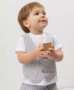 Футболка, имитирующая комплект белая для мальчика Gulliver (92-52)