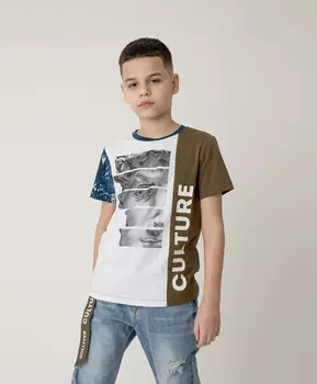 Футболка комбинированная с принтом Gulliver