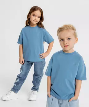 Футболка оверсайз голубая детская Button Blue (128)