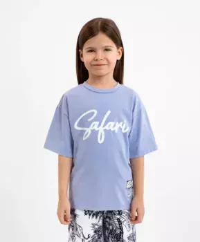 Футболка оверсайз с коротким рукавом голубая Gulliver (116)