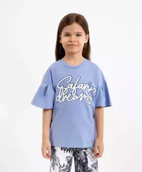 Футболка оверсайз с коротким рукавом голубая Gulliver (122)