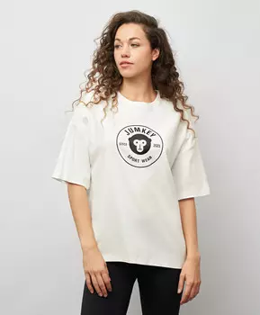Футболка оверсайз с принтом для женщины белая Jumkey (XL)