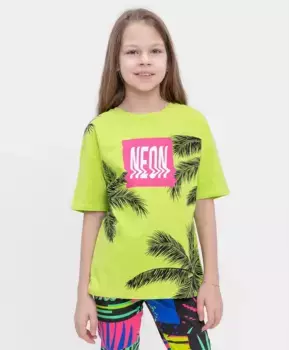 Футболка оверсайз салатовая Button Blue (158)