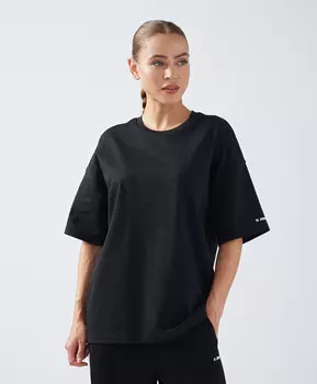 Футболка оверсайз удлиненая с короткими рукавами для женщины черная Jumkey (42 (XS))