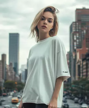 Футболка оверсайз удлиненая с короткими рукавами для женщины белая Jumkey (50 (XL))