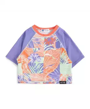 Футболка плавательная кроп-топ с принтом мультицвет для девочки Button Blue (140-146)