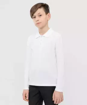 Футболка-поло с длинным рукавом белая Button Blue (152)