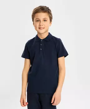 Футболка-поло с отложным воротником синяя Button Blue (128)