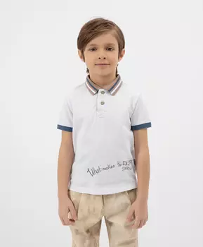 Футболка-поло с принтом белая Gulliver