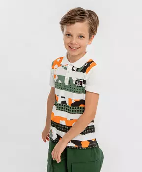 Футболка поло с принтом мультицвет для мальчика Button Blue (158)