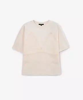 Футболка прямая с отделкой из кружева молочная GLVR