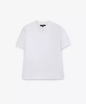 Футболка прямой свободной формы с открытыми срезами по низу и рукавам молочная GLVR