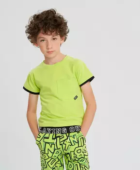 Футболка с эффектным дизайном салатовая для мальчика Button Blue