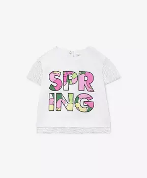 Футболка с цветным принтом белая Gulliver (74)