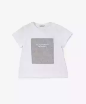 Футболка с декором из меланжевого льна белая для мальчика Gulliver (68-46)