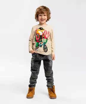 Футболка с длинным рукавом бежевая Button Blue (122)