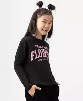 Футболка с длинным рукавом и принтом черная Button Blue