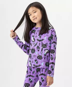 Футболка с длинным рукавом и принтом фиолетовая Button Blue