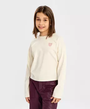 Футболка с длинным рукавом и принтом молочная для девочки Button Blue