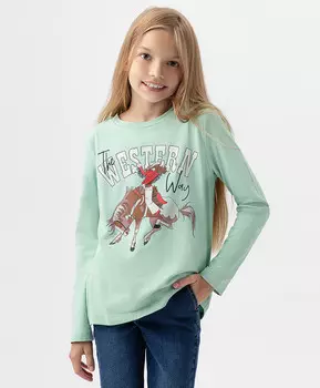 Футболка с длинным рукавом и принтом зеленая Button Blue (152)