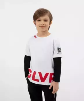 Футболка с длинным рукавом, имитирующая две вещи в одной белая Gulliver (122)