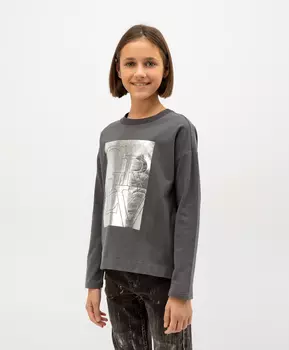 Футболка с длинным рукавом серая Gulliver