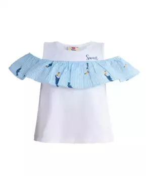 Футболка с голубой оборкой Button Blue (158)