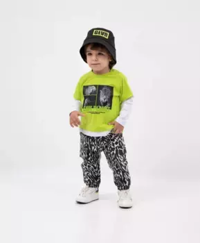 Футболка с имитацией многослойности салатовая Gulliver (98)