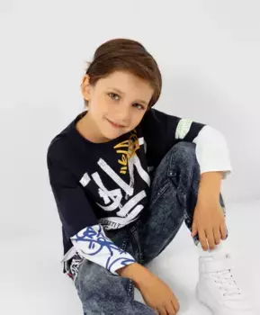 Футболка с имитацией многослойности синяя Gulliver (110)