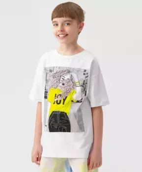 Футболка с коротким рукавом белая Button Blue (134)