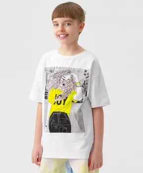 Футболка с коротким рукавом белая Button Blue (146)