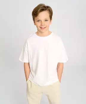 Футболка с коротким рукавом детская базовая белая Button Blue
