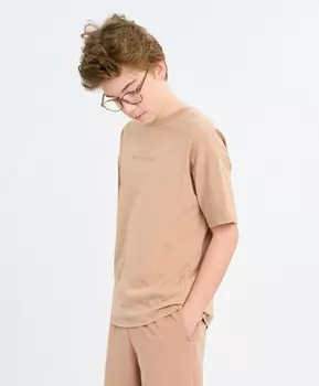 Футболка с коротким рукавом детская базовая коричневая Button Blue