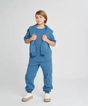 Футболка с коротким рукавом детская базовая синяя Button Blue