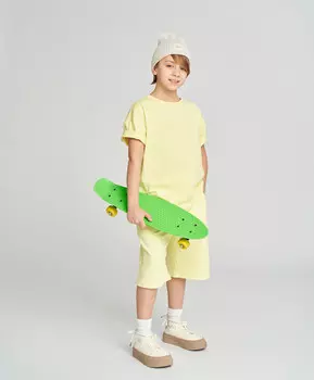 Футболка с коротким рукавом детская базовая желтая Button Blue