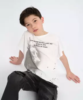 Футболка с коротким рукавом для мальчика белая с принтом Button Blue