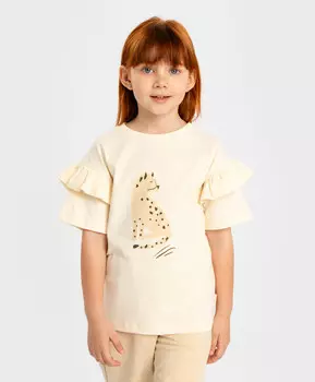 Футболка с коротким рукавом и баской молочная для девочки Button Blue