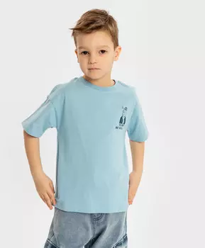Футболка с коротким рукавом и принтом голубая для мальчика Button Blue (128)