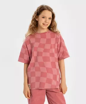 Футболка с коротким рукавом и принтом объемная розовая для девочки Button Blue (140)