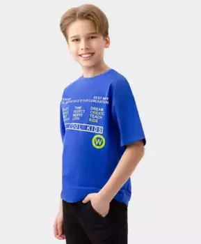 Футболка с коротким рукавом синяя Button Blue (134)