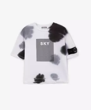 Футболка с крашением тай-дай(tie-dye) белая для мальчика Gulliver (98)