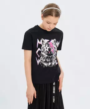 Футболка с принтом черная Button Blue