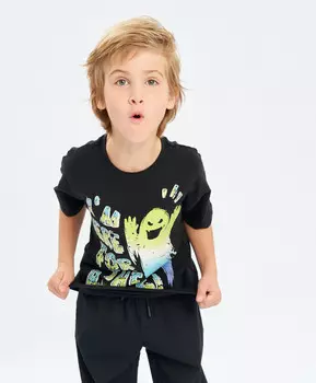 Футболка с принтом черная Button Blue