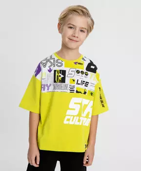 Футболка с принтом салатовая для мальчика Button Blue (134)