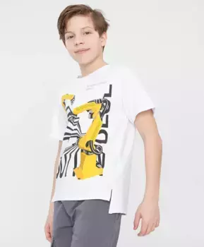 Футболка с удлиненной линией спинки белая Button Blue (140)