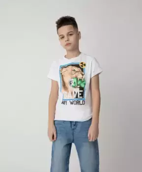 Футболка Save My World для мальчика Gulliver (164)