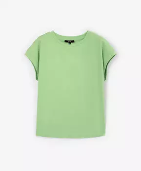 Футболка силуэта оверсайз со спущенным плечом из мерсеризированного хлопка голубая GLVR (XL)