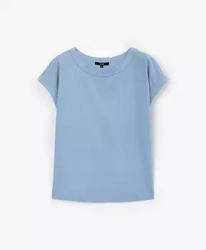 Футболка силуэта оверсайз со спущенным плечом из мерсеризированного хлопка голубая GLVR (XL)