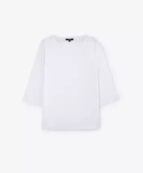 Футболка силуэта умеренный оверсайз из тонкого трикотажа молочная GLVR