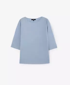 Футболка силуэта умеренный оверсайз из тонкого трикотажа голубая GLVR